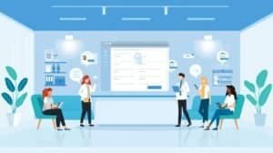 Ambiente moderno de clínica médica digital.